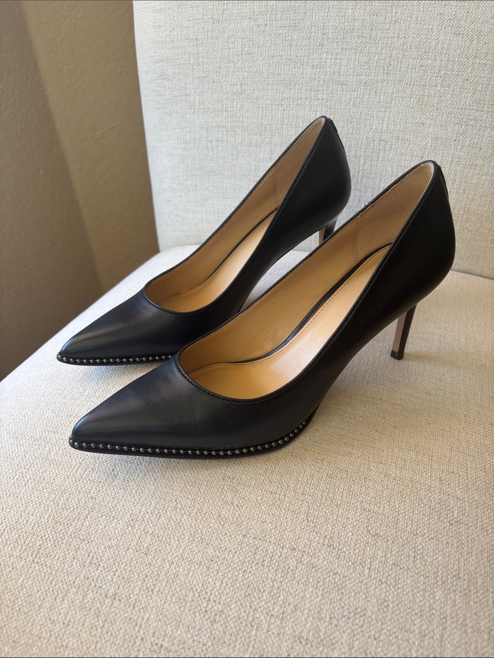 COACH Vonna Semi Matte Leather Heels. Midnight Navy. Size 8.